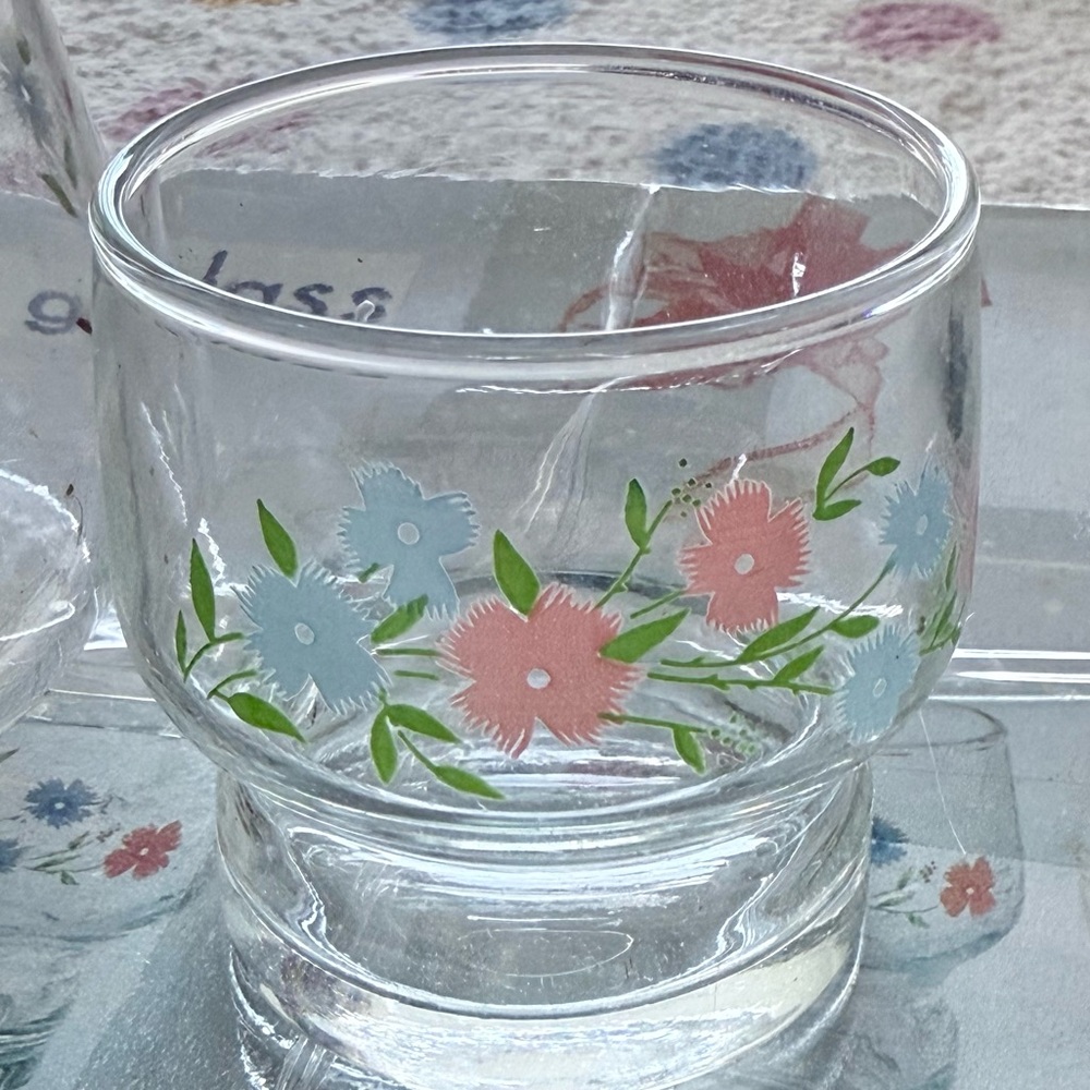 NEW Vintage Floral Glass Tea Set with Pitcher (G158/Storage) - Picture 5 of 9